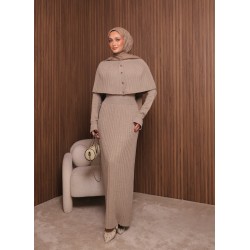 Pelerin Detay Triko Elbise 7090 