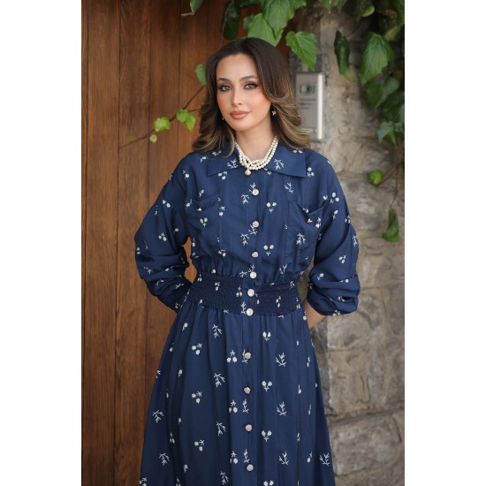 Desenli Tensel Elbise 8141