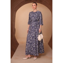 Desenli Lilyum Elbise 8187