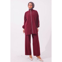 Fermuarlı Taşlı Modal Takım  7189