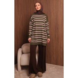 Çizgili Triko Takım 7099